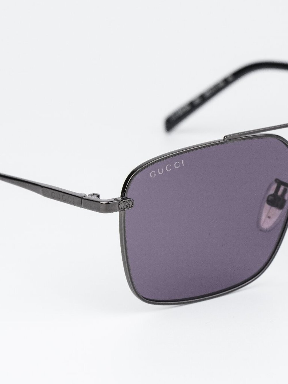 Gucci Women Sunglasses Ruthenium Violet Rectangular GG1957SA 003 NEW AUTHENTIC - Picture 6 of 14